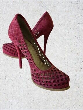 Luxury Rebel Sakura 3 Burgundy Oiled Suede Cutout Pumps 6.5/7, EUR 37 Heels